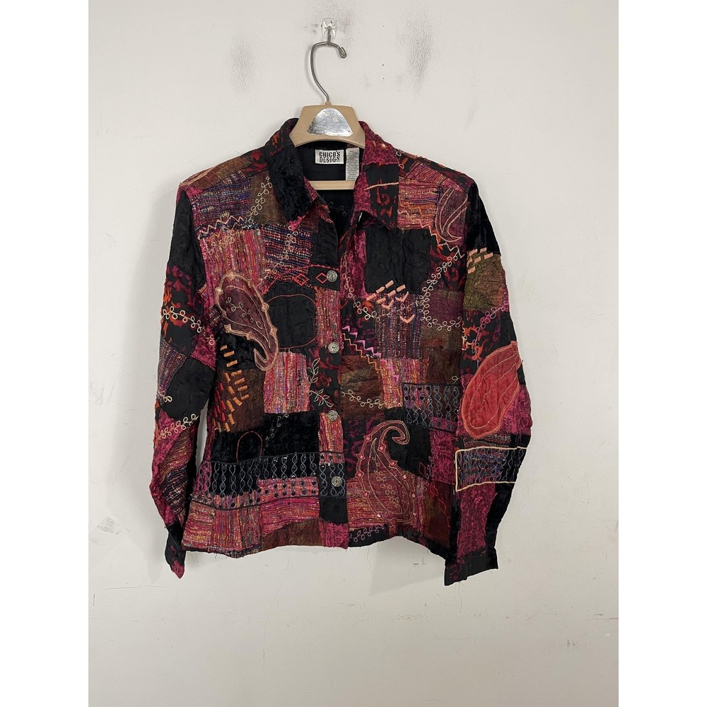 Chicos Jacket Womens 3 XL Patchwork Boho Hippie Fortune Teller Whimsical Fairy